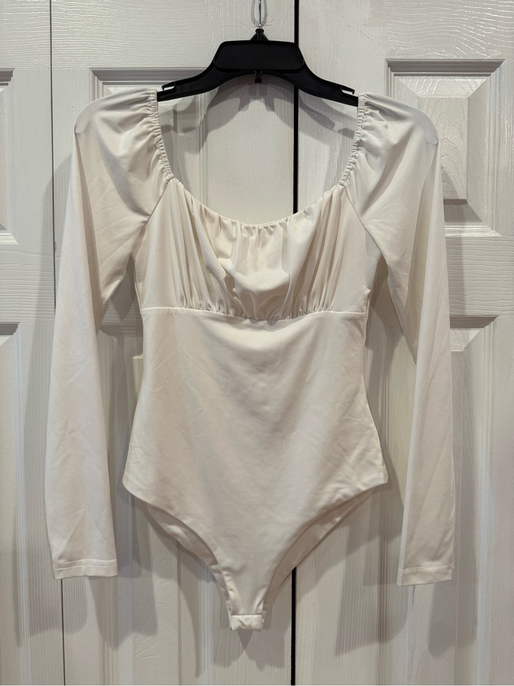 Princess Polly White Long-Sleeve Scoop Bodysuit